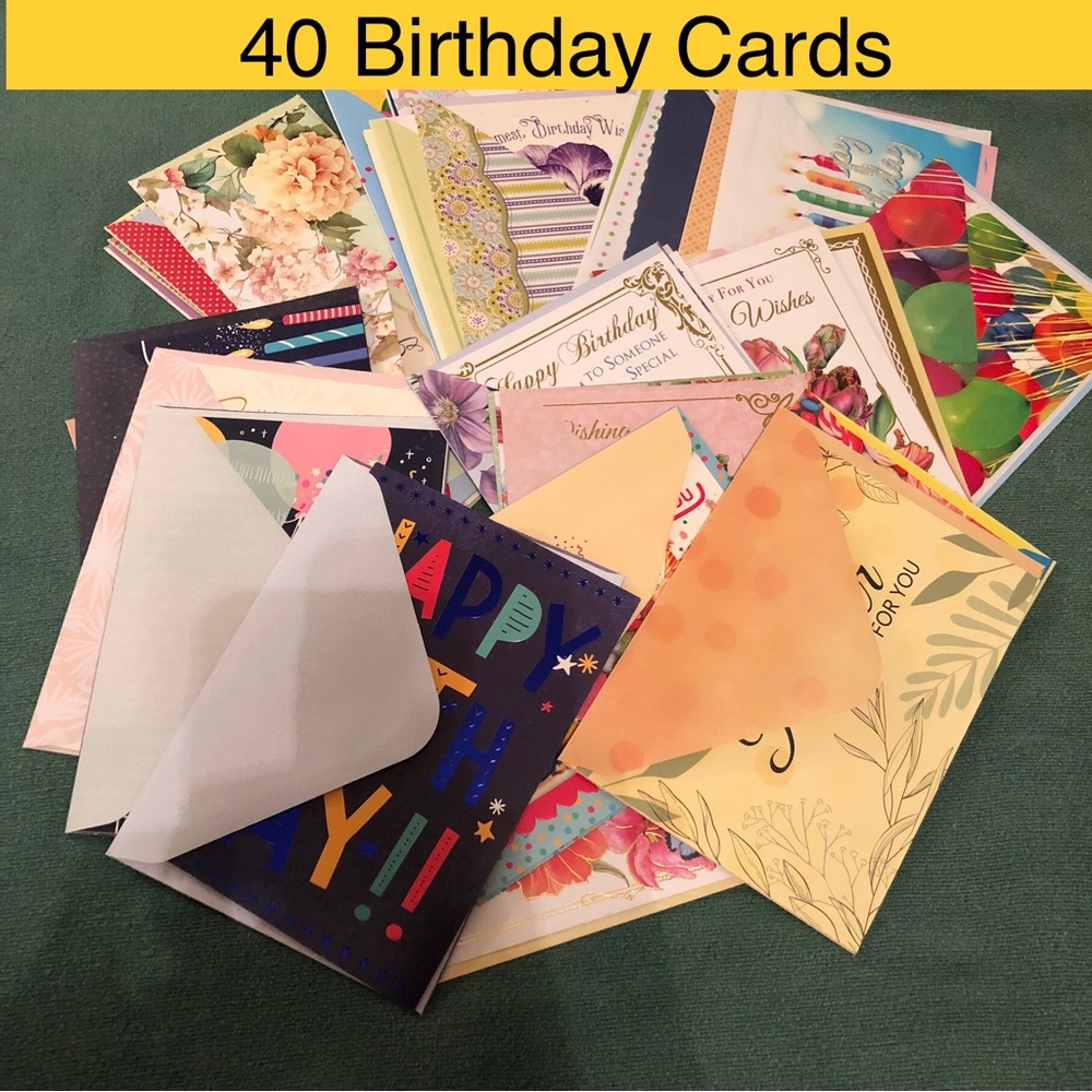 Greeting cards birthday paper bundle 40 envelopes colorful multiple designs lot
